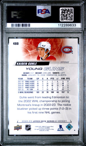 2022 Upper Deck Kaiden Guhle back