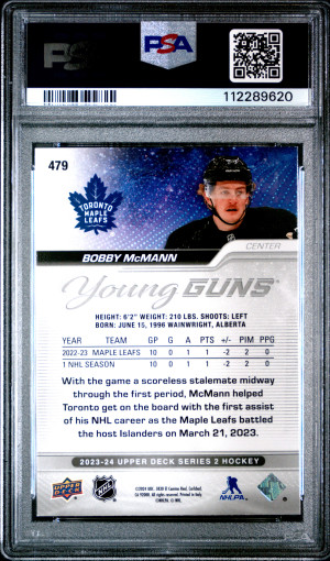 2023 Upper Deck Bobby Mcmann Young Guns Silver Outburst back