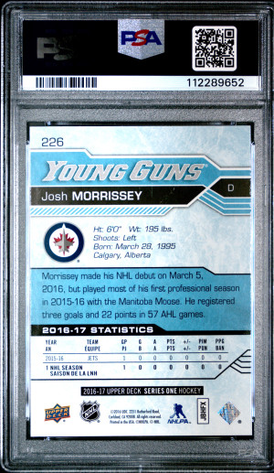 2016 Upper Deck Josh Morrissey Young Guns back