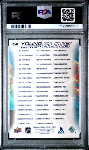 2022 Upper Deck Matt Boldy / Marco Rossi Young Guns Checklist back