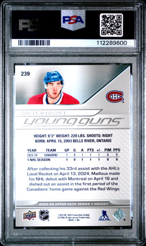 2024 Upper Deck Logan Mailloux Young Guns back