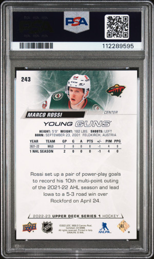 2022 Upper Deck Marco Rossi Young Guns back