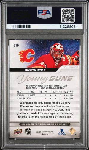 2023 Upper Deck Dustin Wolf Young Guns back