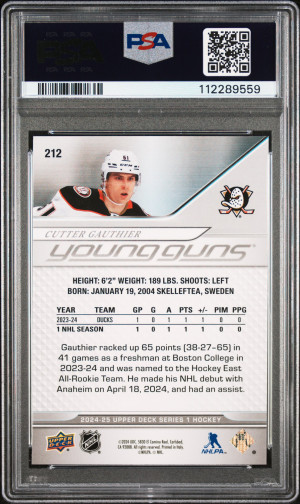2024 Upper Deck Cutter Gauthier Young Guns back