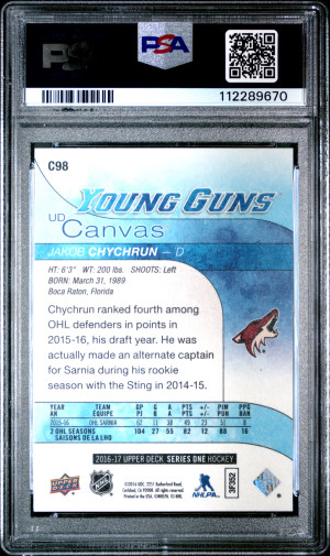 2016 Upper Deck Canvas Jakob Chychrun Young Guns back