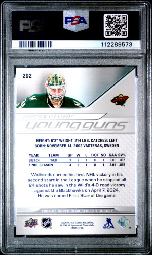 2024 Upper Deck Jesper Wallstedt Young Guns back