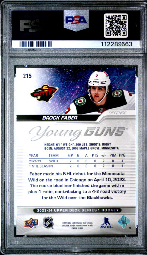 2023 Upper Deck Brock Faber Young Guns back