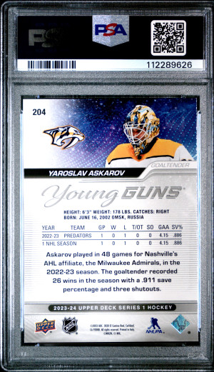 2023 Upper Deck Yaroslav Askarov Young Guns back