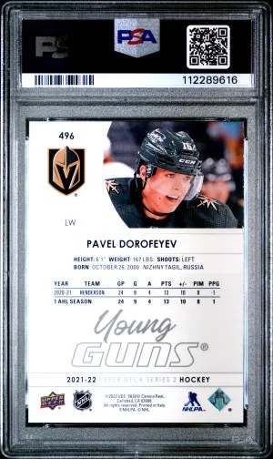 2021-2022 Upper Deck Pavel Dorofeyev Young Guns back