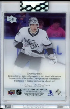 2023 UPPER DECK CLEAR CUT #CC-LF ALEX LAFERRIERE RC AUTO ROOKIE back