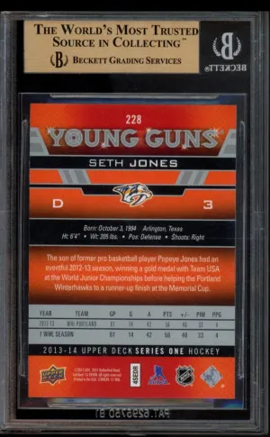 2013 UPPER DECK #228 SETH JONES YOUNG GUNS RC ROOKIE BGS 9.5 back