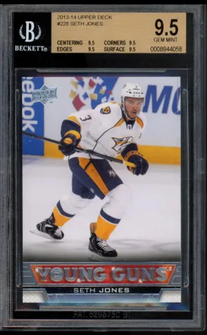 2013 UPPER DECK #228 SETH JONES YOUNG GUNS RC ROOKIE BGS 9.5 front