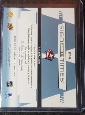 2022-23 SP Authentic Sign Of The Times - Elvis Merzlikins AUTO back