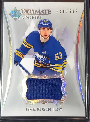 2023-24 ULTIMATE COLLECTION ROOKIES ROOKIE RC /599 PATCH ISAK ROSEN SABRES NHL! front
