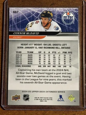Connor McDavid 24-25 UD Extended Exclusives /100 back