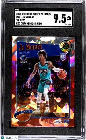 2019-20 Panini Hoops Ja Morant #297 Tribute Red Cracked Ice Prizm SGC 9.5 front