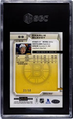 18-19 OPC Plat Seismic Gold Charlie Mcavoy /50 Pop 1 back