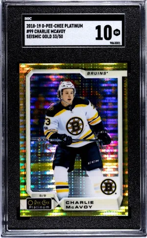 18-19 OPC Plat Seismic Gold Charlie Mcavoy /50 Pop 1 front