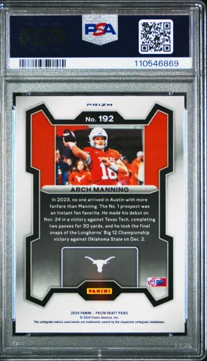 2024 Panini Prizm Draft Picks Arch Manning Red Ice back