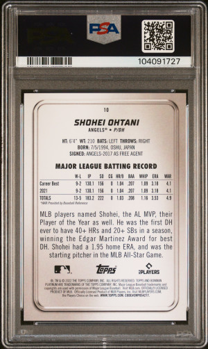 2022 Bowman Platinum Shohei Ohtani back