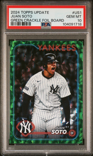 2024 Topps Update Juan Soto Green Crackle Foil Board front