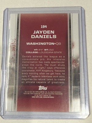 Jayden Daniels 2024 Topps Signature Class Rookie back