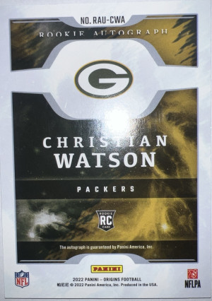 2022 Panini Origins - Rookie Autographs Turquoise #RAU-CWA Christian Watson /25 back