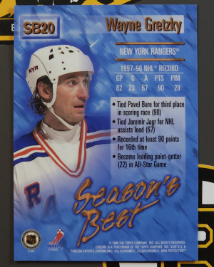 1998-99 O-Pee-Chee Chrome Season's Best Puck Providers Wayne Gretzky back