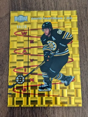 David Pastrnak 8/10 gold parallel weaving Boston Bruins 2024-25 metal universe front