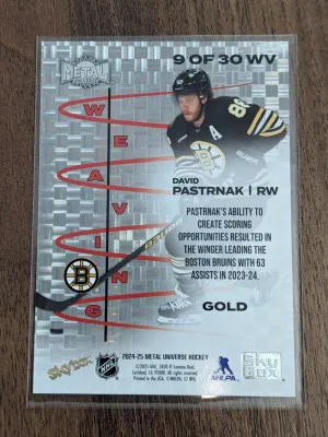 David Pastrnak 8/10 gold parallel weaving Boston Bruins 2024-25 metal universe back