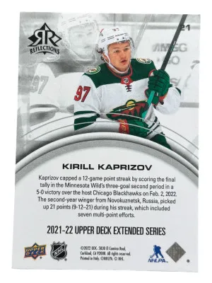 21-22 UD Extended Series Reflections /300 Kirill Kaprizov back
