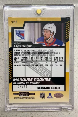 2020-21 OPC O-Pee-Chee Platinum Marquee Rookies Alexis Lafreniere Seismic Gold /50 back