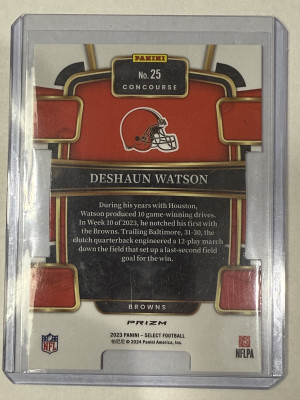 2023 Panini Select Deshaun Watson Zebra Die-Cut back