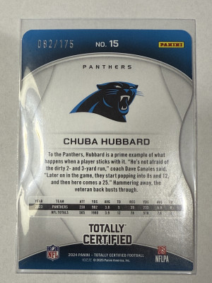 2024 Totally Certified Chuba Hubbard 82/175 back