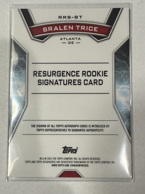 2024 Topps Resurgence Bralen Trice rookie auto 3/25 back