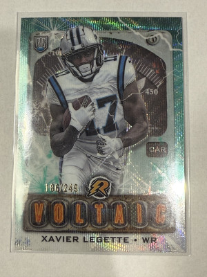 2024 Topps Resurgence #V-10 Xavier Legette RC Voltaic Aqua Surge Prizm/249 front