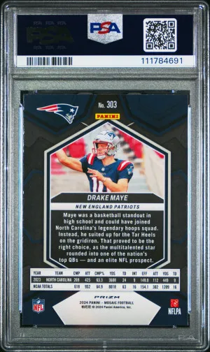 Drake Maye 2024 Panini Mosaic Reactive Yellow PSA 10 back