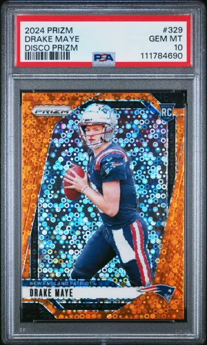 Drake Maye 2024 Panini Prizm Disco Prizm #329 PSA 10 front