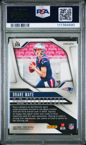 Drake Maye 2024 Panini Prizm Disco Prizm #329 PSA 10 back
