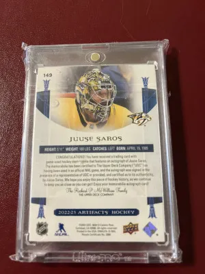 Jusse Saros 2024-25 Artifacts Patch Auto 05/10 back