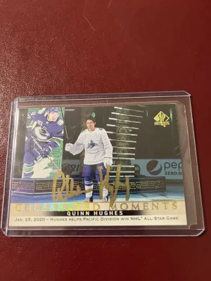 Quinn Hughes 2020-21 SP Authentic Celebrated Moments Auto front