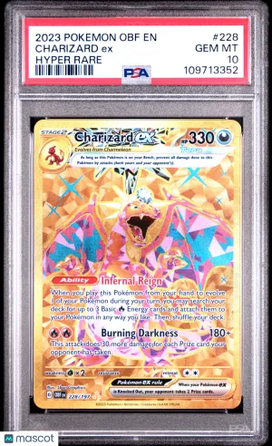 2023 Pokemon Obf EN-Obsidian Flames Charizard EX #228 Hyper Rare PSA 10 front