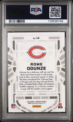 2024 Panini Obsidian Black Stained Glass Rome Odunze #14 PSA 9 back