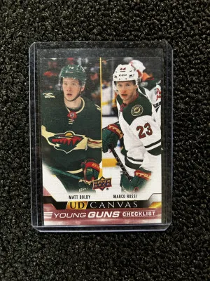 2022-23 UD Young Guns Checklist Boldy/Rossi front
