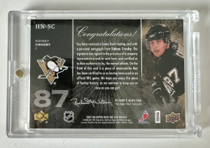 2007-08 Upper Deck Honorable Numbers Sidney Crosby Patch 31/87 back