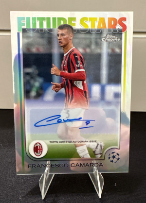2024-25 Topps Chrome UEFA Club Competition Francesco Camarda Future Stars Auto! front