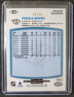 2016-17 Pekka Rinne O-Pee-Chee Platinum Orange Rainbow #R-65 /49 back