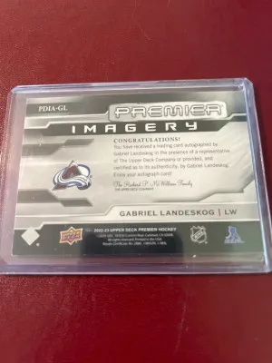 Gabriel Landeskog 2022-23 Premier Imagery Auto 030/125 back