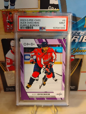 2023-24 O-Pee-Chee Purple Border #8 Alex Ovechkin /49 PSA 9 front