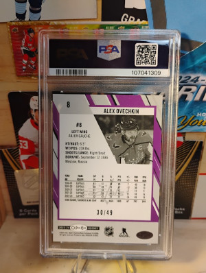 2023-24 O-Pee-Chee Purple Border #8 Alex Ovechkin /49 PSA 9 back